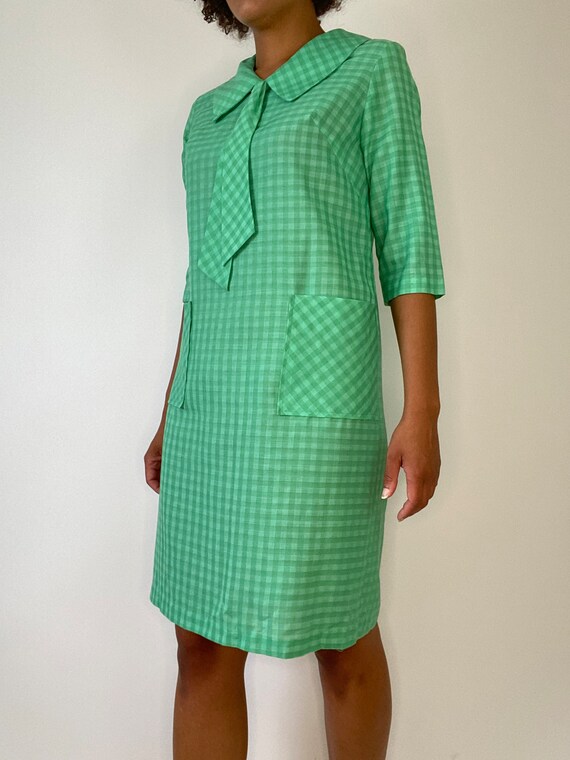 50s / 60s Plaid Dress. 1950s 1960s Green Dress. H… - image 6