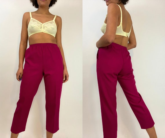 80s Dark Pink Pants. 1980s Trousers. Medium. Larg… - image 1