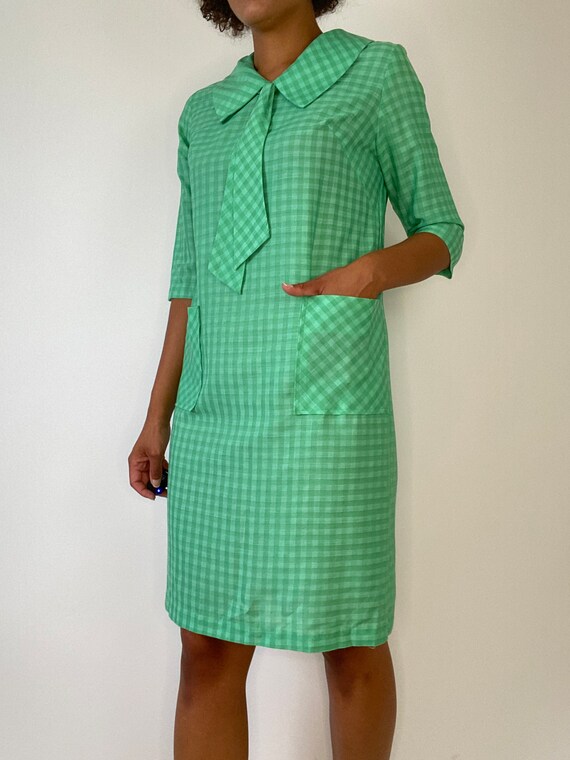 50s / 60s Plaid Dress. 1950s 1960s Green Dress. H… - image 5