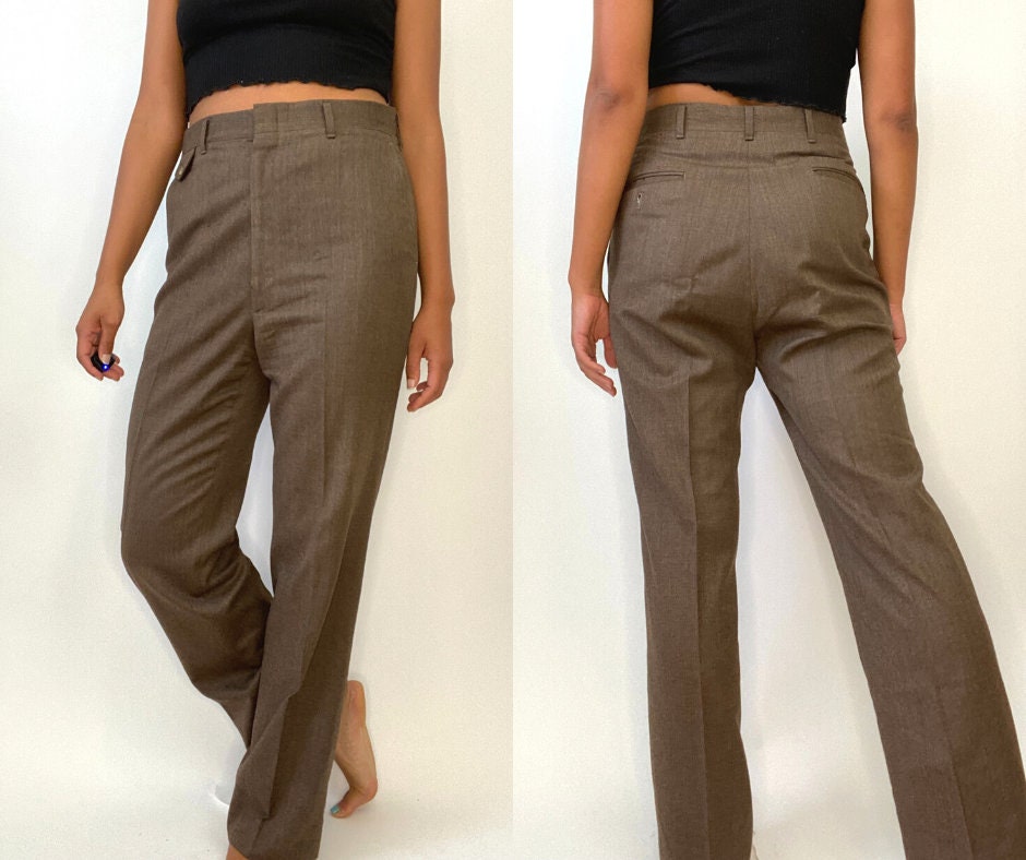 80s Brown Trousers. 1980s Wool Pants 