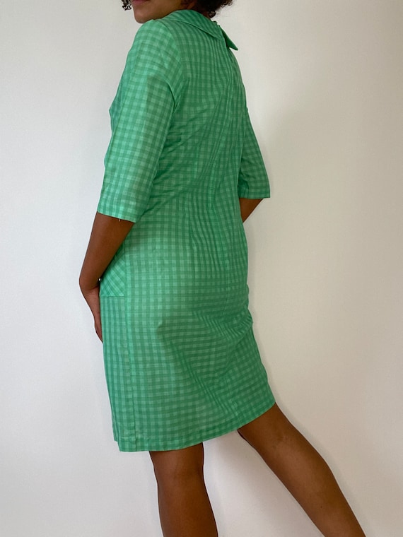 50s / 60s Plaid Dress. 1950s 1960s Green Dress. H… - image 7