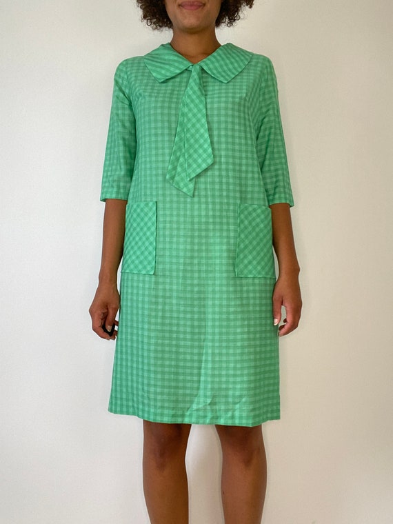 50s / 60s Plaid Dress. 1950s 1960s Green Dress. H… - image 4