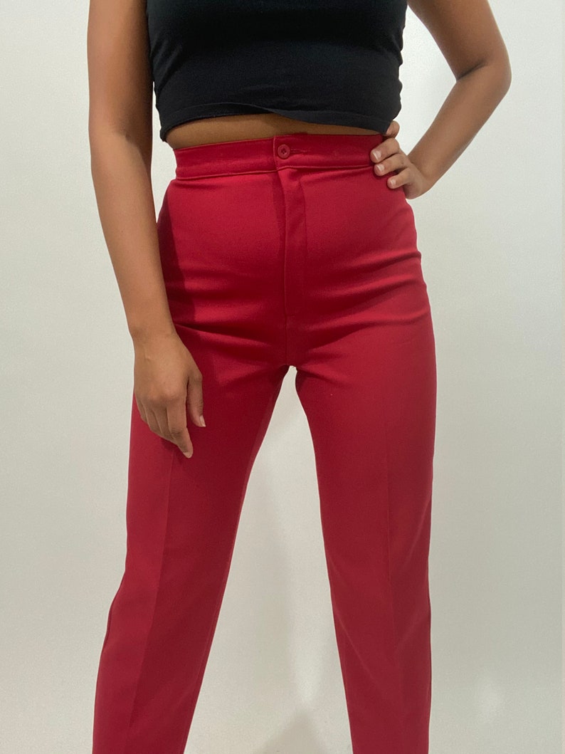 red straight leg pants