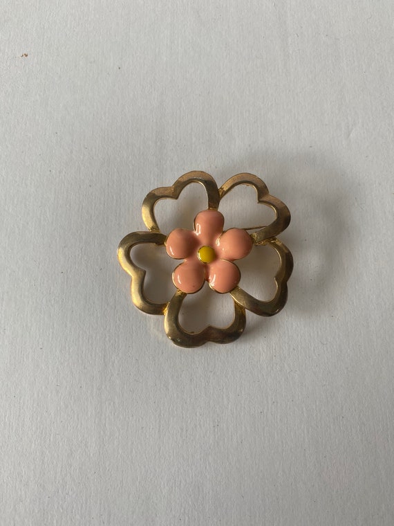 Pink & Yellow Floral Brooch Vintage 1950-1960’s - Women\'s Accessory 1960s Flower Brooch - Etsy main image 4