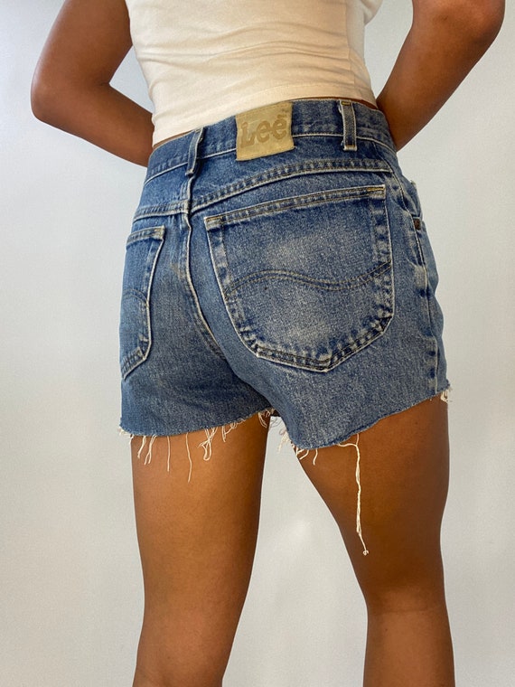 90s Denim Shorts. 1990s Dark Wash Jean Shorts. Cu… - image 3