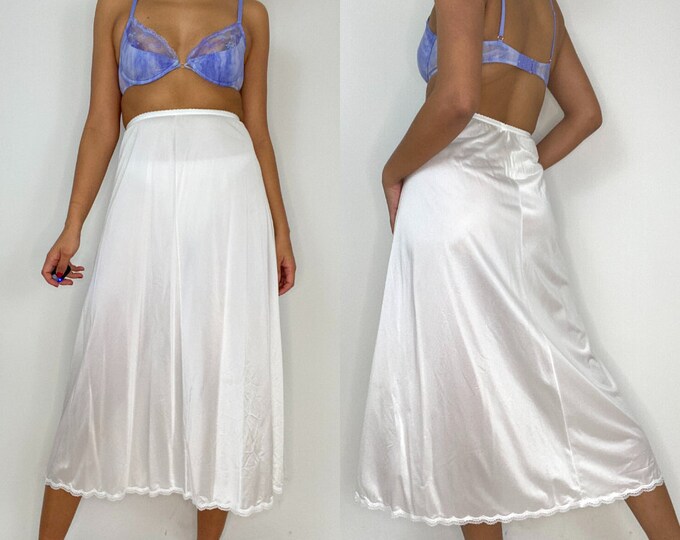 Vintage White Half Slip. Long Skirt Slip. Small. Medium. Shadowline