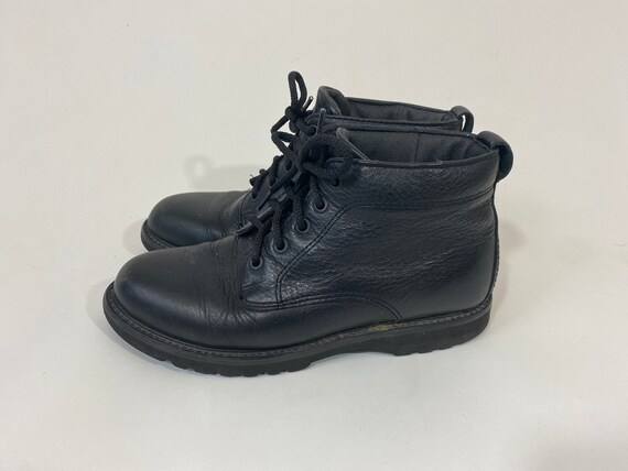 90s Black Leather Ankle Boots. 1990s Lace Up Shoes. Size 5. Women's. Rockport. Booties.