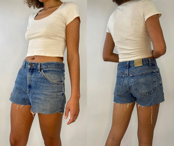 90s Denim Shorts. 1990s Dark Wash Jean Shorts. Cu… - image 1