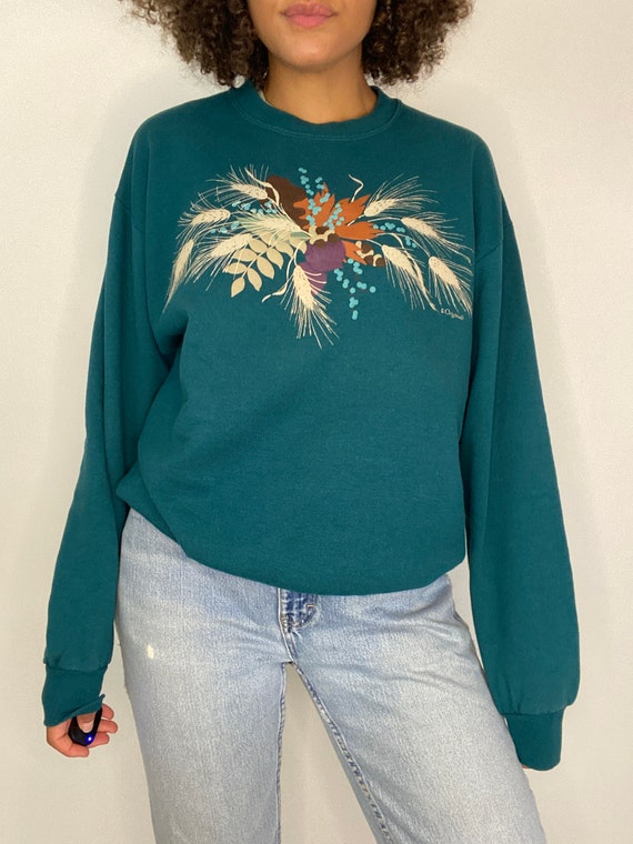 90s Pinecone Sweatshirt. 1990s Green Fall / Autum… - image 3