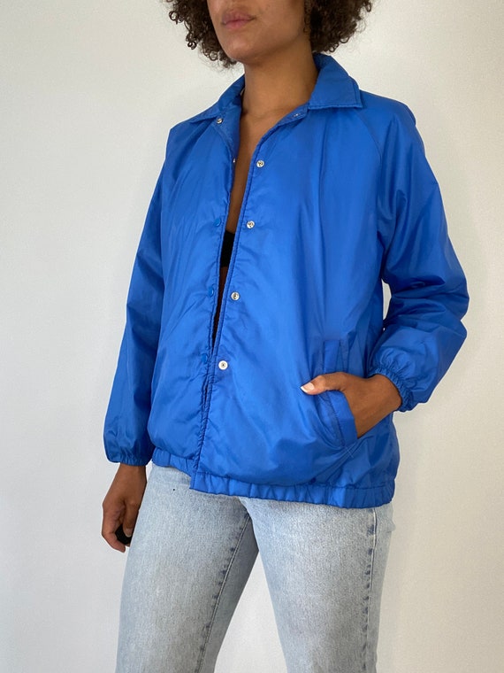 VTG 70s USA LINED NYLON WINDBREAKER WORKWEAR SURFER JACKET CHAINSTITCH 44” L