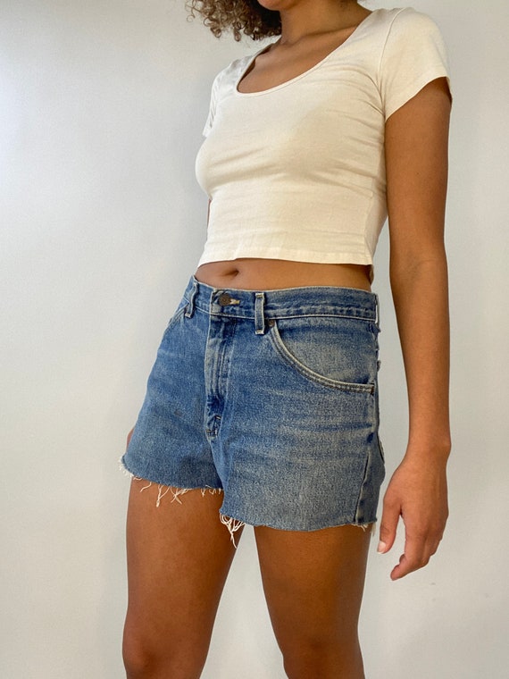 90s Denim Shorts. 1990s Dark Wash Jean Shorts. Cu… - image 6