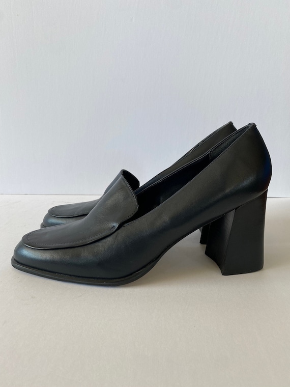 90s heeled loafers Clearance