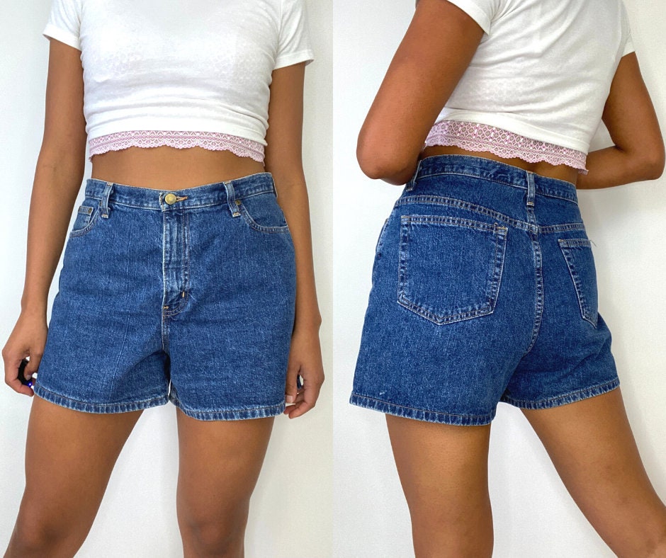 90s Denim Shorts. 1990s Dark Wash Jean 