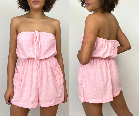 terry cloth romper strapless