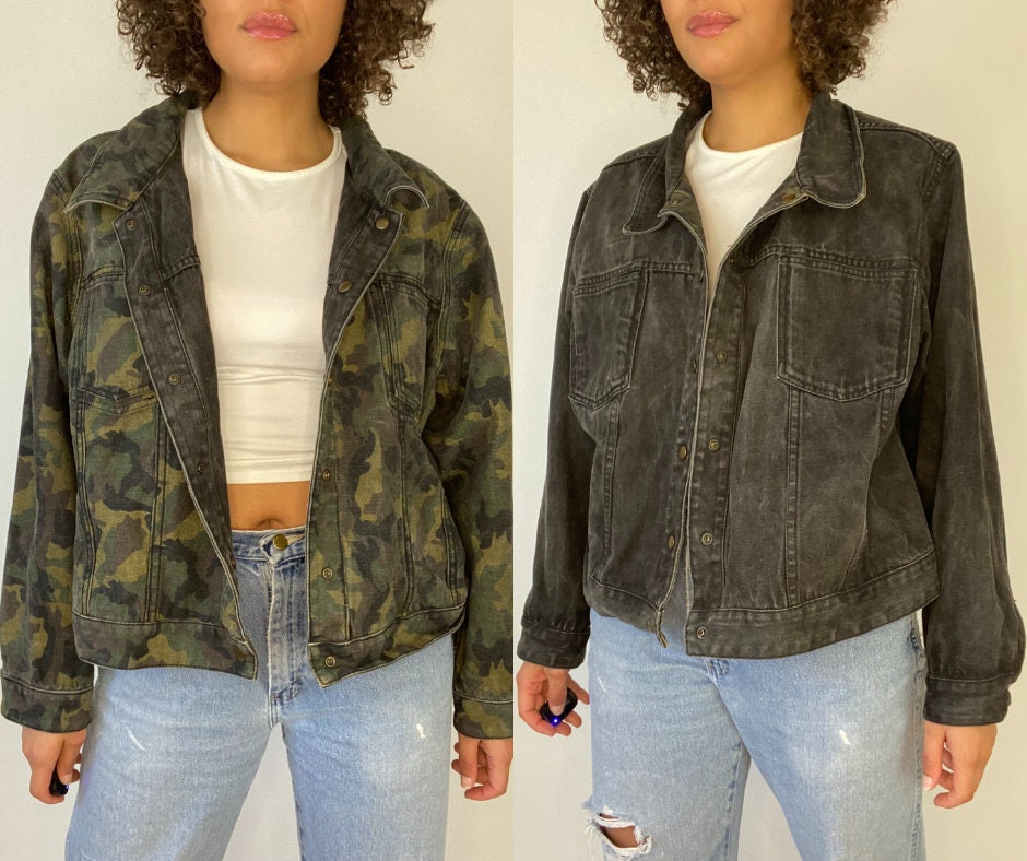Vintage REVERSIBLE Jean Jacket. Black 