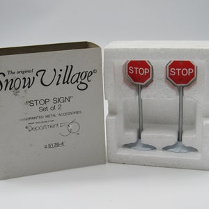 Dept 56 Original Snow Village Accessories "Stop Sign" Set of 2 New