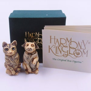 Harmony Kingdom &quot;Pet Parade&quot; Katze und Hund Figur Schmuckboxen in Box signiert