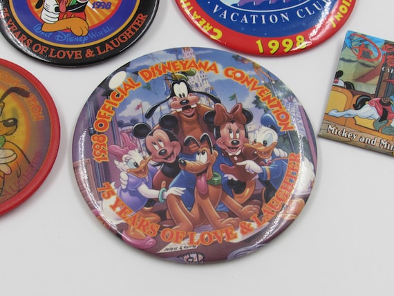 Disneyana Convention 1998 75 Years of Love and Laughter Pinback Button Lot of 5 View 5