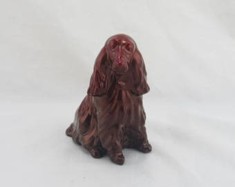 Zsolnay Eosin Cocker Spaniel Dog Figurine, Iridescent Red, Hungary