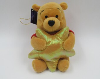 Disney Store UK "Wishes Pooh" Winnie the Pooh with Star Bean Bag Plush RARE