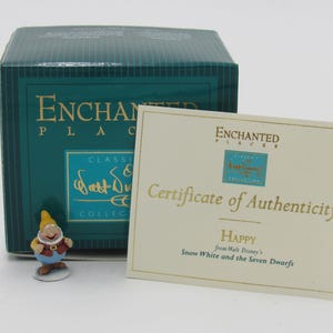 WDCC Enchanted Places &quot;Happy&quot; Miniature from Disney&#39;s Snow White in Box COA
