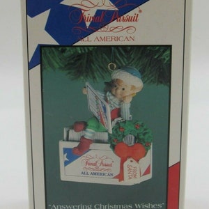 Enesco Treasury Answering Christmas Wishes Trivial Pursuit All American Ornament