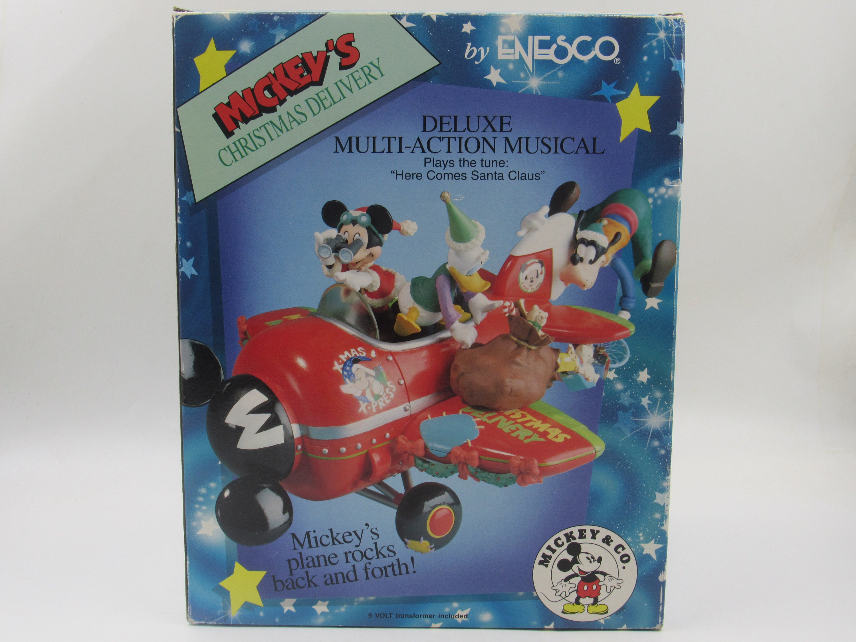 Enesco Mickey's Christmas Delivery Deluxe Multi-action Airplane
