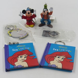 Vintage Disney Keychain Lot of 6 - Mrs. Potts, Ariel, Mickey, Goofy