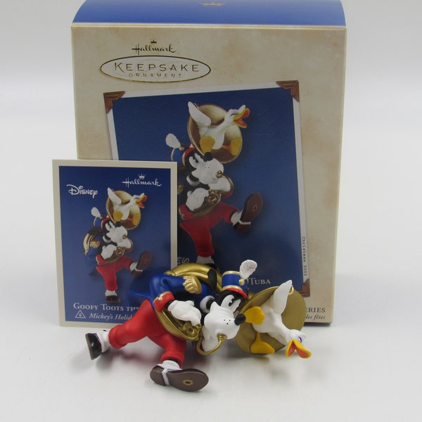 Hallmark Disney Goofy Toots the Tuba Ornament in Box Dated 2002