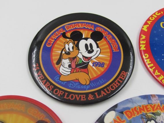 Disneyana Convention 1998 75 Years of Love and Laughter Pinback Button Lot of 5 View 3