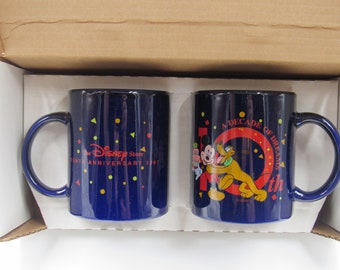 Disney Store 10th Anniversary A Decade of Dreams Set of 2 Coffee Mugs in Box