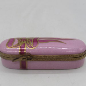 Limoges France Peint Main Box with Single Rose Hinged Trinket Box
