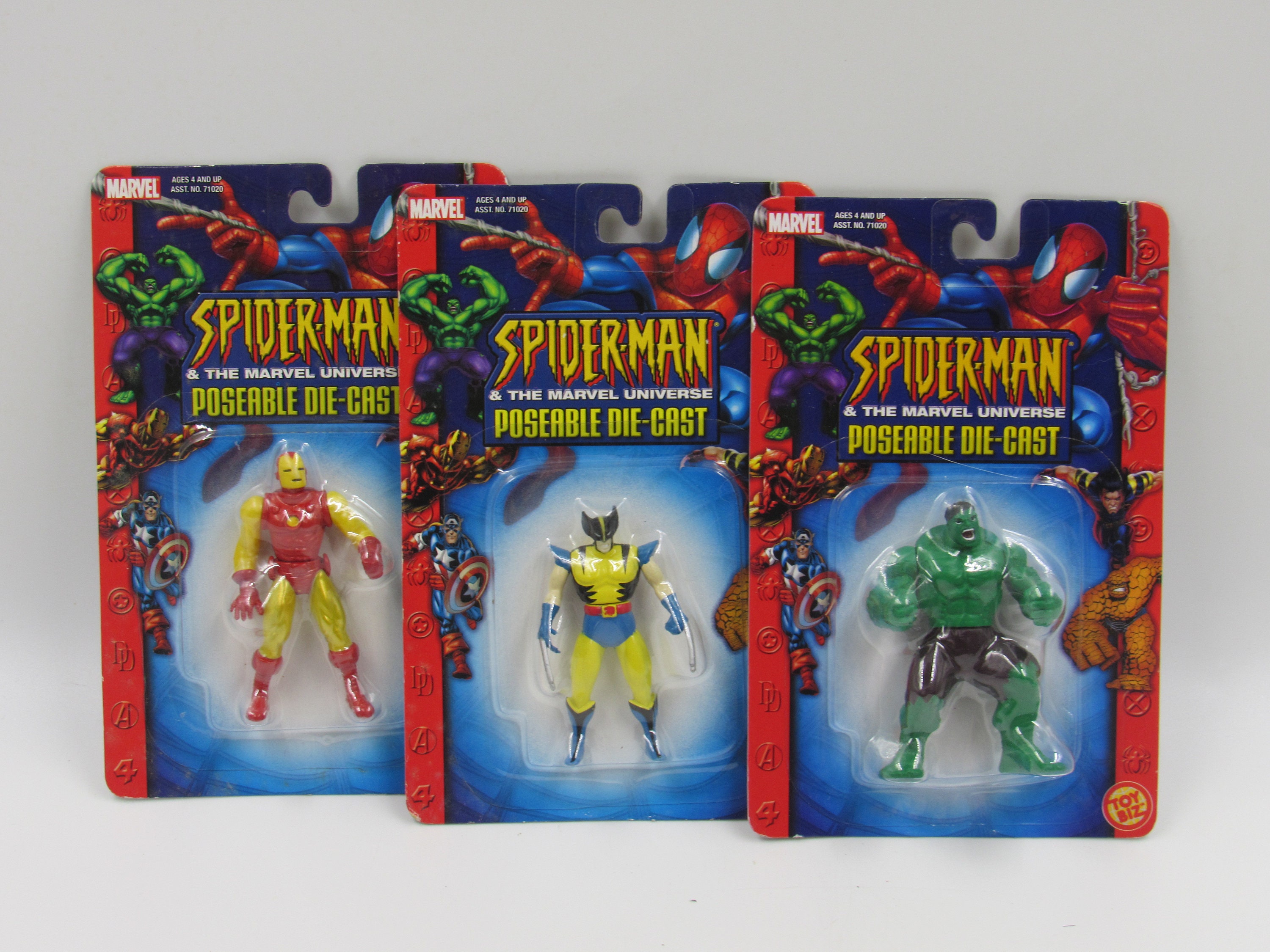Spider-man & Marvel Universe Poseable Diecast Lot of 3 Iron Man