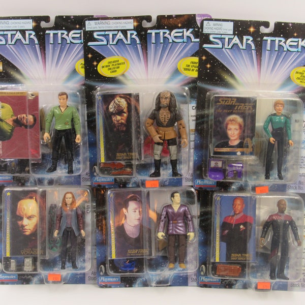 Star Trek Mixed Lot of 6 Action Figures Playmates 95-97 Sisko, Kirk, Data