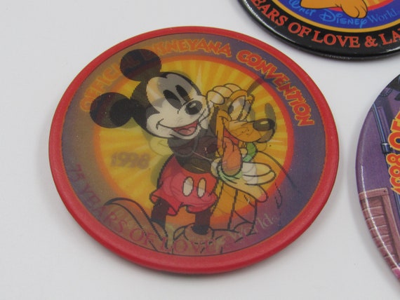 Disneyana Convention 1998 75 Years of Love and Laughter Pinback Button Lot of 5 View 2