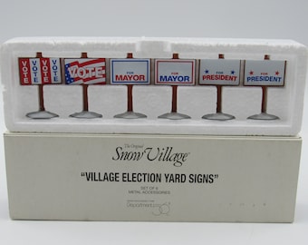 Dept 56 Original Snow Village Accessories &quot;Village Election Yard Signs&quot; New