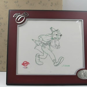 Framed Goofy as Sleuth Sketch Jerry Stout Signed Mystery Convention 2002