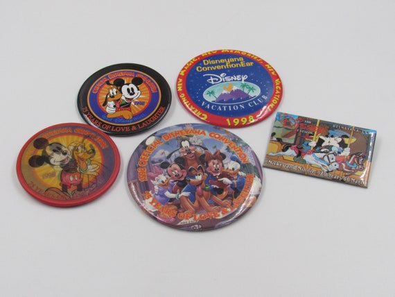 Disneyana Convention 1998 75 Years of Love and Laughter Pinback Button Lot of 5