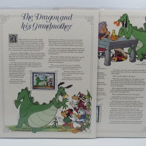 Disney The Dragon and His Grandmother Grimm Fairy Tales Redonda Stamp Story Panels
