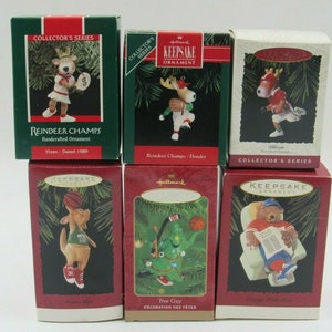 Hallmark Sports Animal Related Ornament Lot of 6 Reindeer Champs, Tree Guy