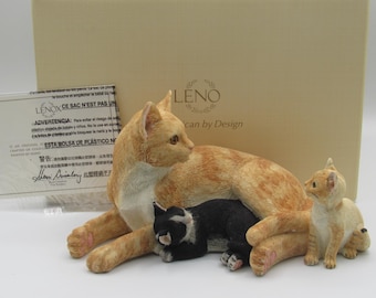 Lenox "Catnap Cuddle" Resin Cat Mom and Kittens Figurine - New in Box