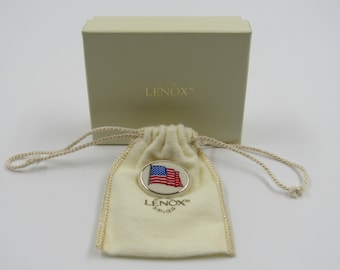 Lenox American Flag Patriotic Porcelain Pin in Bag in Box