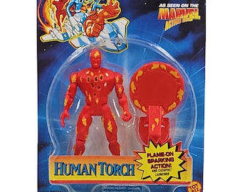 Vintage Marvel Human Torch Action Figure – Toy Biz 1995, New on
