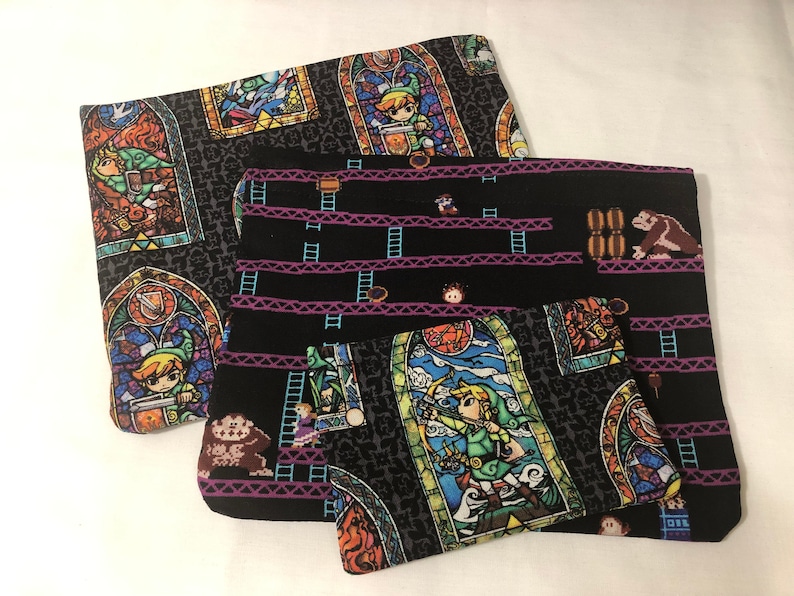 Pocket Pouch Set Made With Donkey Kong Legend Of Zelda Video Game Fabric Make Up Bag Makeup Holder Tote Accessory Accessories