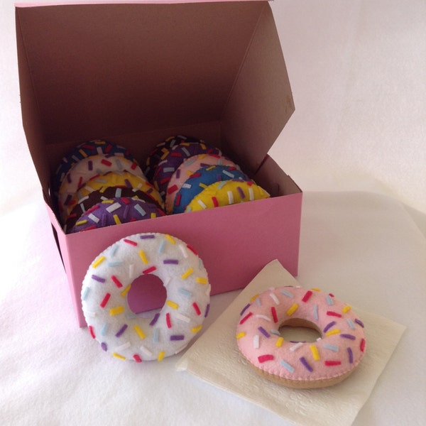 Sprinkled Donuts Felt Food Sweets Dessert Pretend Play Bakery Chocolate Colored Sprinkles Frosting Photo Prop Toys And Games