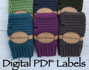 Custom Crochet Labels for Wrist Warmers or Fingerless Gloves, cigar band style