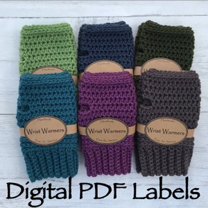 Etiquetas de ganchillo personalizadas para calentadores de muñeca o guantes sin dedos, estilo de banda de cigarros