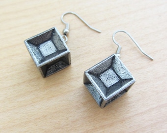 Tesseract Earrings - Hypercube, geometry jewelry