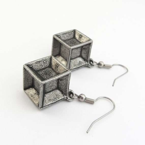 Tesseract Earrings - Hypercube Earrings, 4-dimens… - image 8
