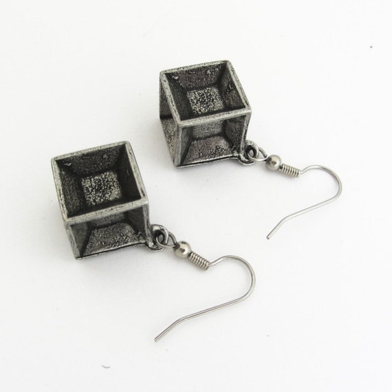 Tesseract Earrings - Hypercube Earrings, 4-dimens… - image 5